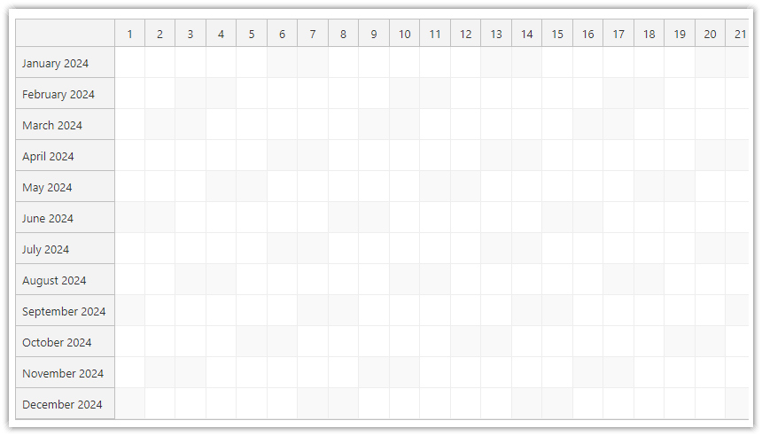 JavaScript Scheduler - Yearly Calendar View
