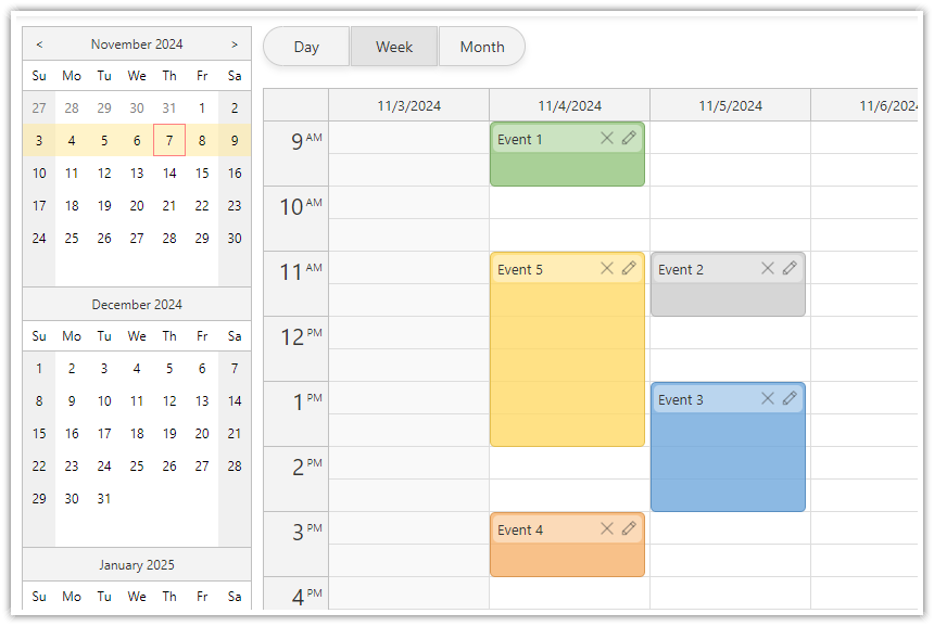 Vue Calendar Component (DayPilot)