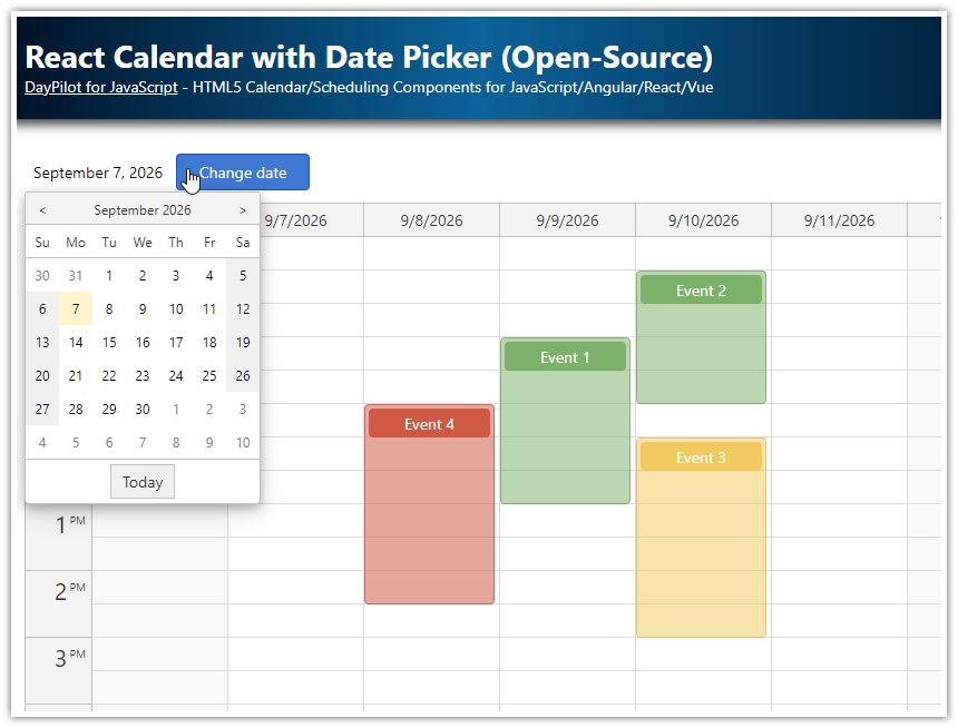 React Calendar with Date Picker (Open-Source)