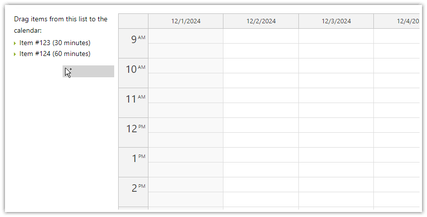 Drag External Items to the JavaScript Calendar as Events