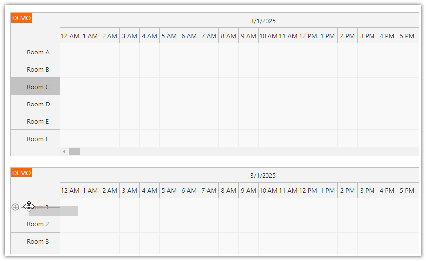 Drag-and-Drop Row Moving between Two Schedulers