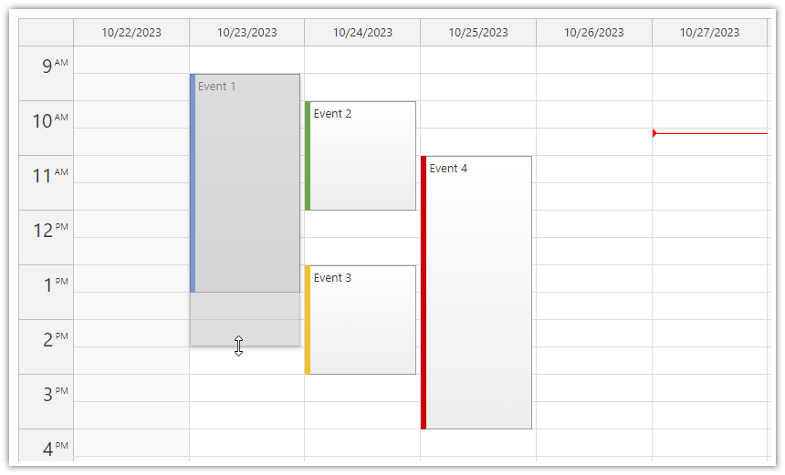 JavaScript Calendar Event Resizing using Drag and Drop
