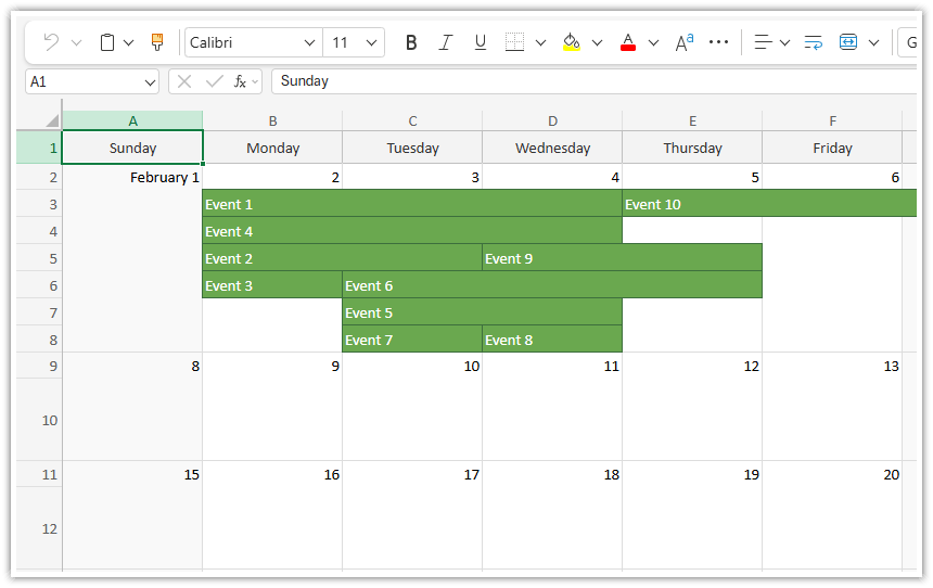 JavaScript Monthly Calendar - Client-Side Excel Export