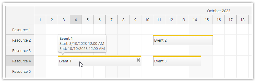 JavaScript Scheduler Event Customization Bubble Popup