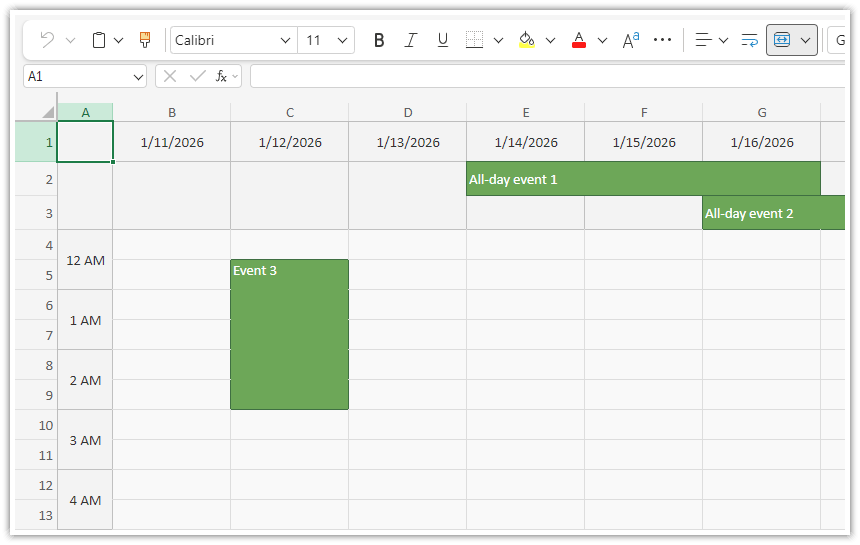 JavaScript Calendar - Client-Side Excel Export