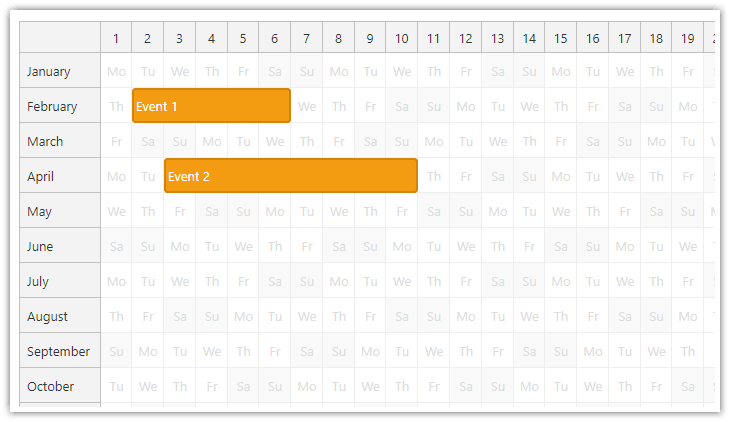 JavaScript Yearly Scheduler JavaScript Yearly Scheduler