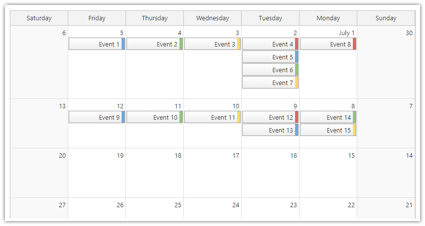 JavaScript Monthly Calendar - RTL Mode