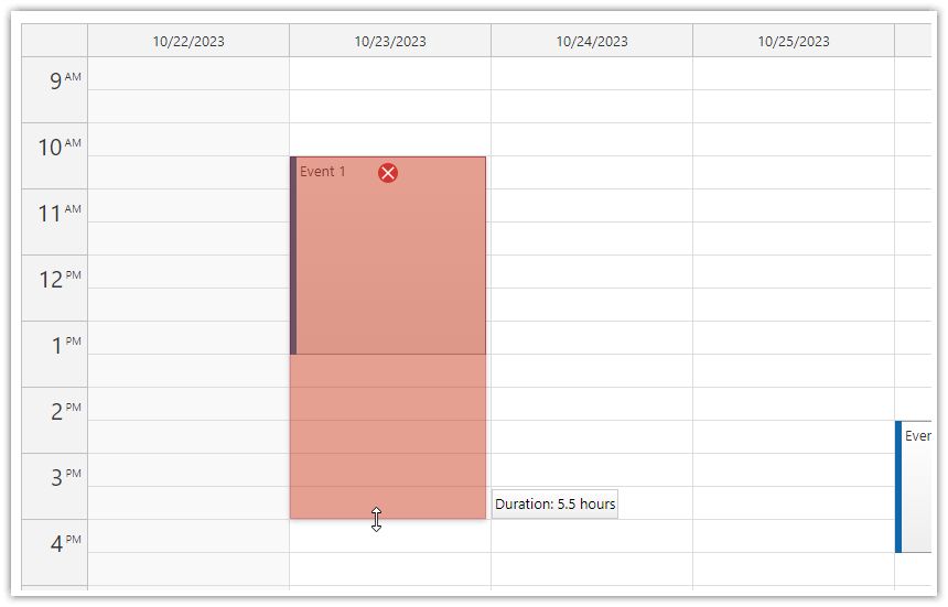 JavaScript Calendar Event Resizing Maximum Duration