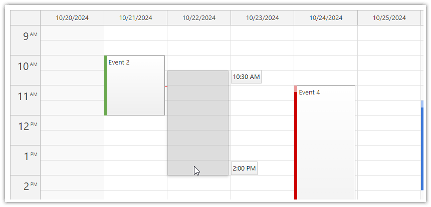 Selecting a Time Range in the JavaScript Calendar Component